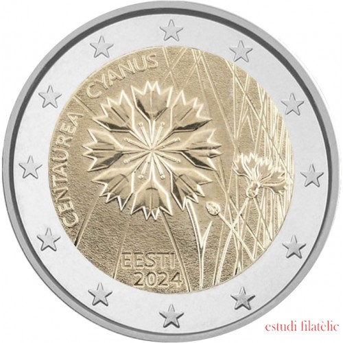 Estonia 2024 2 € euros conmemorativos El Aciano Flor de Estonia 