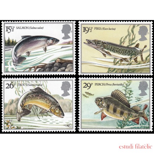 Gran Bretaña 1067/70 1983 Peces de río MNH