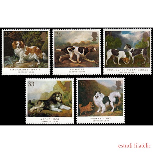 Gran Bretaña 1511/15 1991 Perros Cuadros del pintor George Stubbs MNH