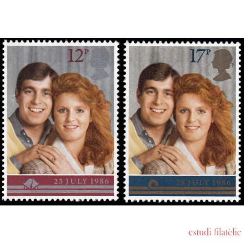 Gran Bretaña 1236/37 1986 Boda del príncipe Andrés con Sara Ferguson MNH