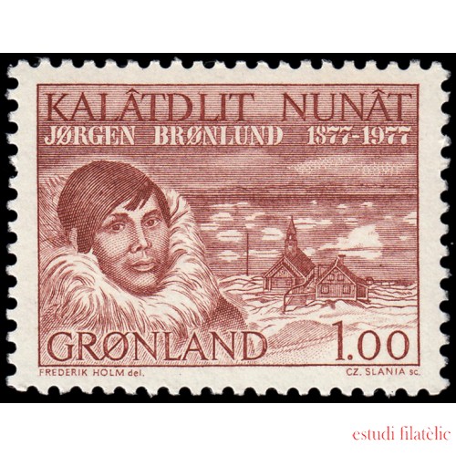 Groenlandia 92 1977 Centenario del nacimiento de Jørgen Brønlund MNH