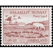 Groenlandia 118 1981 Paisaje en Peary Land Zorro Polar Vulpes lagopus MNH