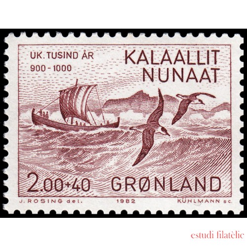 Groenlandia 125 1982 1000 años de Colonización de Groenlandia Descubrimiento de Groenlandia por Erik el Rojo MNH