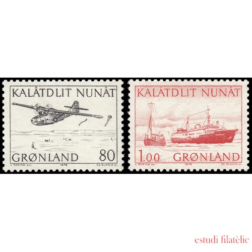 Groenlandia 86/87 1976 Transporte postal Barco y avión MNH