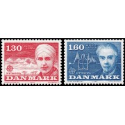 Dinamarca Denmark 700/01  1980 Europa Personalidades Karen Blixen y August Krogh MNH