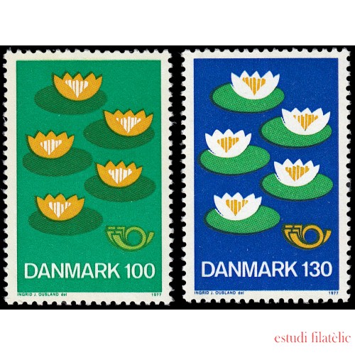 Dinamarca  Denmark 636/37 1977 Norden 1977  Nenúfares MNH