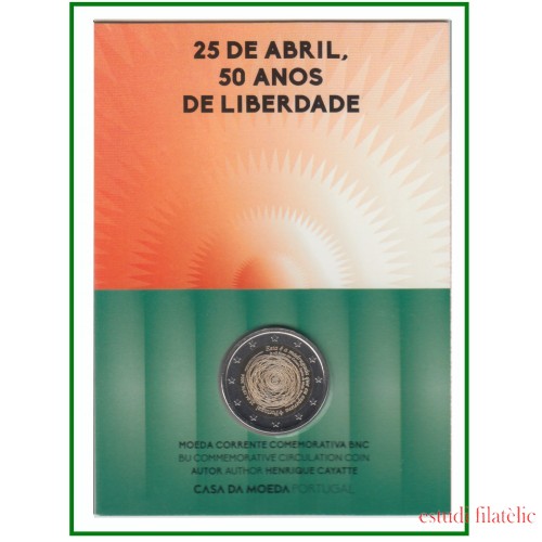 Portugal 2024 Cartera Of Coin Card Moneda 2 € Av. 25 de abril