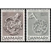 Dinamarca  Denmark 689/90 1979 Arte de la era vikinga MNH