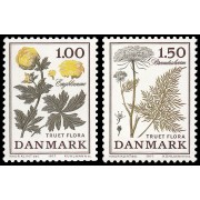 Dinamarca  Denmark 654/55 1977 Flora amenazada MNH