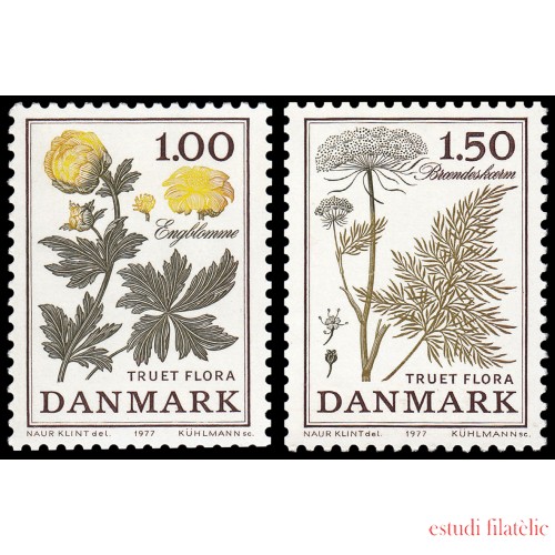 Dinamarca  Denmark 654/55 1977 Flora amenazada MNH