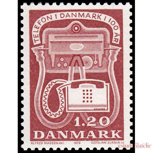 Dinamarca  Denmark 676 1979 Centenario del teléfono en Dinamarca MNH