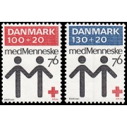 Dinamarca  Denmark 617/18 1976 Centenario de la Cruz Roja danesa MNH