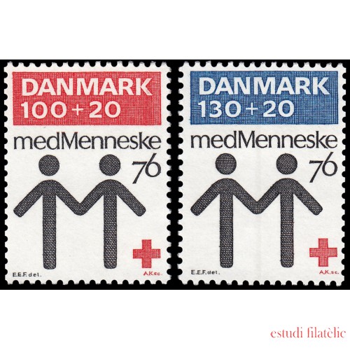 Dinamarca  Denmark 617/18 1976 Centenario de la Cruz Roja danesa MNH