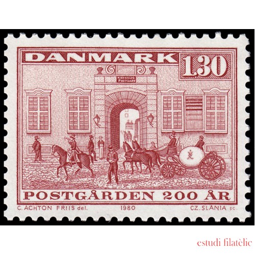 Dinamarca  Denmark 698 1980 200 aniv. Oficina de la Guardia Real del Correo, Copenhague MNH