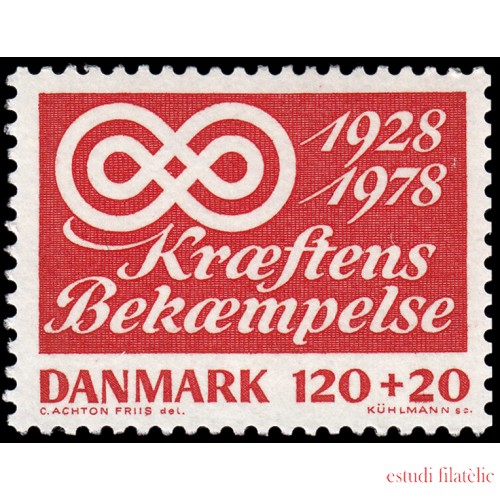 Dinamarca  Denmark 673 1978 50 aniv. de la campaña contra el cancer MNH