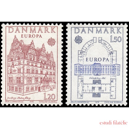 Dinamarca  Denmark 663/64 1978 Europa Monumentos MNH