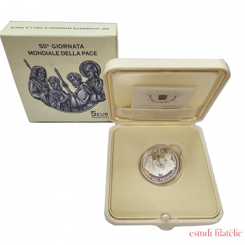 Vaticano 2017 Cartera Oficial Estuche Moneda 5€ euros proof Día de la Paz 