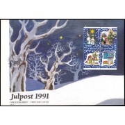 Suecia Sweden SPD FDC 1677/80 1991 Navidad 400 aniv. de libros infantiles en Suecia Sobre primer día