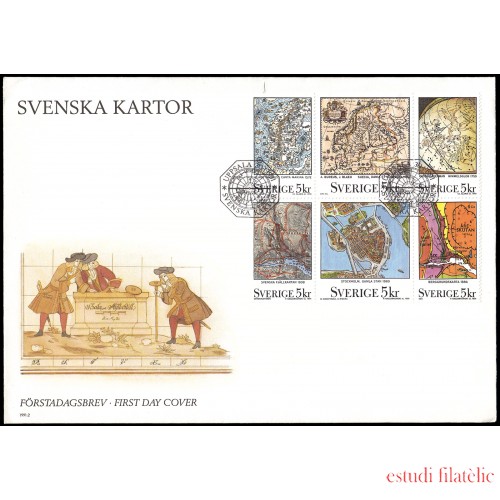 Suecia Sweden SPD FDC 1637/42 1991 Mapas Sobre primer día