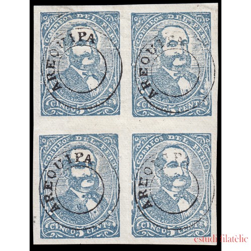 Perú Arequipa 23 1884 Sellos de 1885 con sobrecarga en rojo o negro BL.4 MH