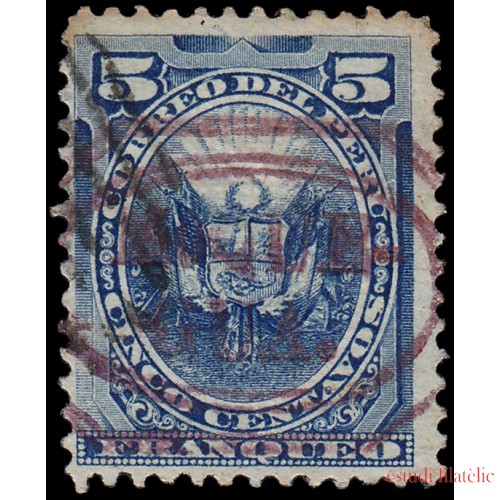 Perú Moquegua 8 1884 Sellos de Perú de 1874-84 con sobrecarga carmín Usado