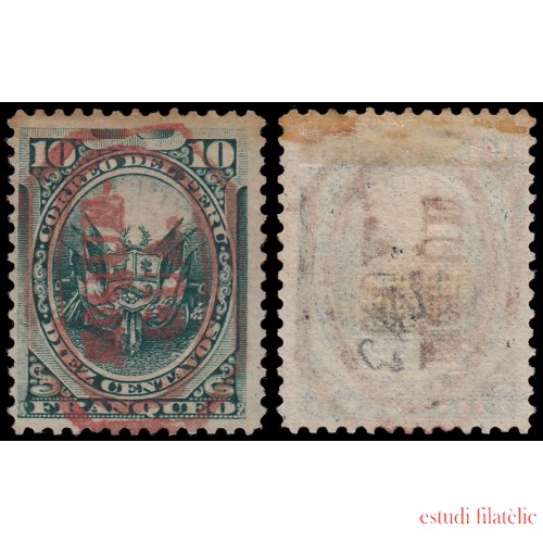 Perú Moquegua 9a 1884 Sellos de Perú de 1874-84 con sobrecarga carmín MH