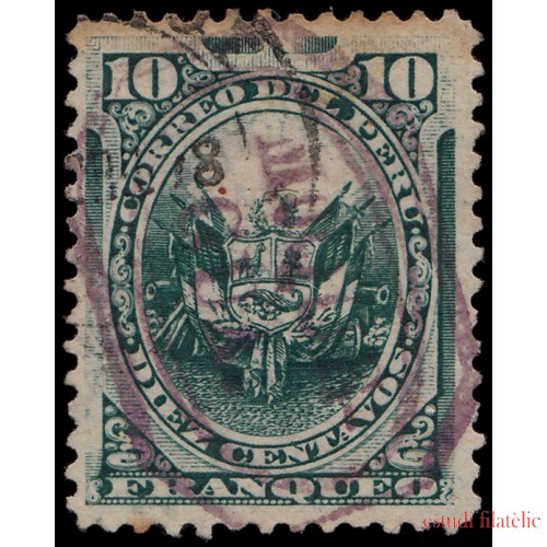 Perú Moquegua 9a 1884 Sellos de Perú de 1874-84 con sobrecarga carmín Usado