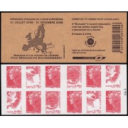 France Francia Carnet 1516-C Tipo Marianne de Beaujard 6 sellos nº 4197 y 6 nº 4198-4199-4200 Autoadhesivos