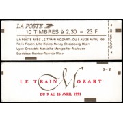 France Francia Carnets 2614-C11 Tipo Marianne de Briat rojo Le train Mozart 10 sellos MNH