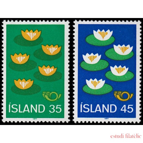 Islandia Iceland 473/74 Nórdico 1977 Nenúfares MNH