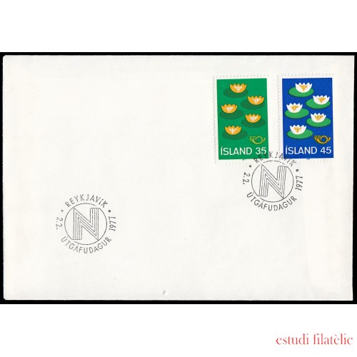 Islandia Iceland 473/74 SPD FDC Nórdico 1977 Nenúfares Sobre Primer Día