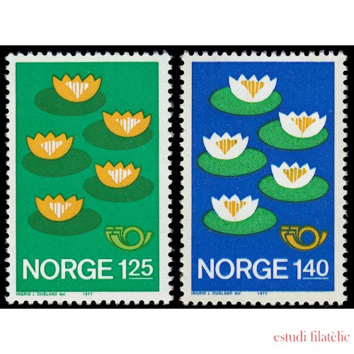 Noruega Norway 693/94 1977  Nórdico 1977 Nenúfares MNH