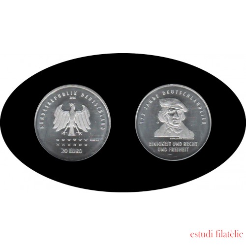 Alemania 2016 20€ Deutschlandlied Plata Ag