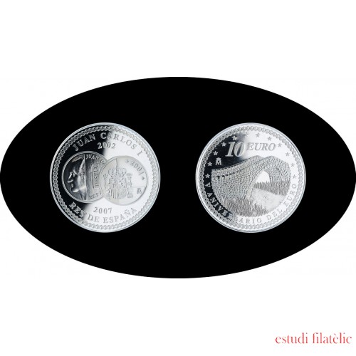 España Spain  2007 10€ Juan Carlos I Circulación del euro Unión Plata Ag