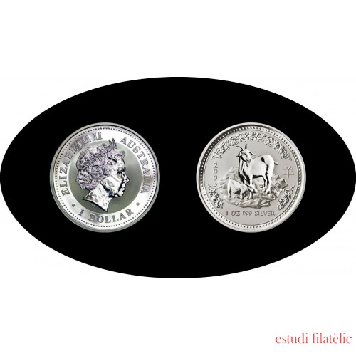 Australia 1 OZ onza 2003 Año de la Cabra Year of the Goat 1$ Plata Ag