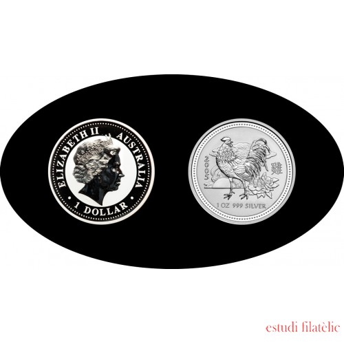 Australia 1 OZ onza 2005 Año del Gallo Year of the Rooster 1$ Plata Ag