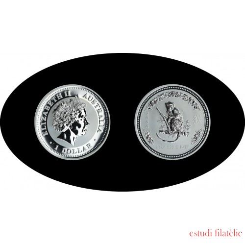 Australia 1 OZ onza 2004 Año del Mono Year of the Monkey 1$ Plata Ag