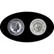 Australia 1 OZ onza 2000 Año del Dragón Year of the Dragon 1$ Plata Ag 