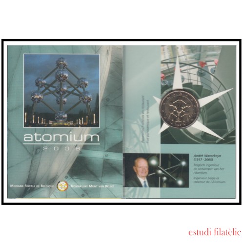 Bélgica 2006 Cartera Oficial Coin Card Moneda 2 € conm Atomium