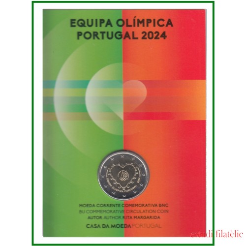 Portugal 2024 Cartera Of Coin Card Moneda 2 € Equipo Olímpico 