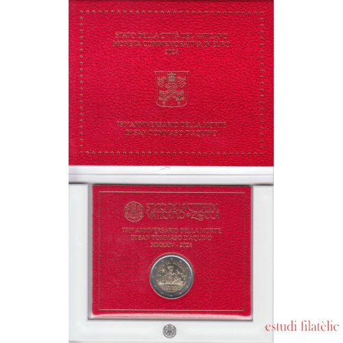 Vaticano 2024 Cartera Oficial Moneda 2 € euros Conmemorativos Sto. Tomás  Aquino