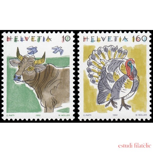 Suiza Switzerland 1389/90 1992 Animales III MNH