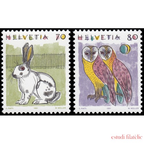 Suiza Switzerland 1364/65 1991 Animales II MNH