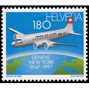 Suiza Switzerland  1537 1997 50 aniv. de los vuelos de Swissair sobre el Atlántico Norte MNH