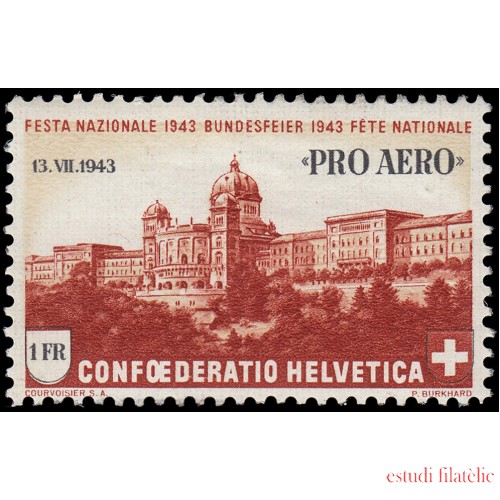 Suiza Switzerland A-35 1943 30 aniv. travesía aerea de los Alpes MNH