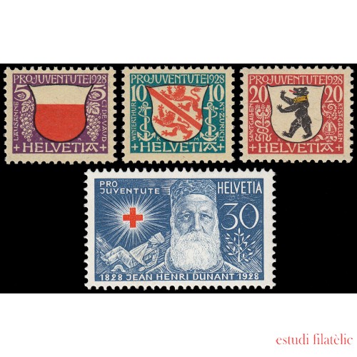 Suiza Switzerland 231/34 1928 Pro juventud Escudos de Villas MNH