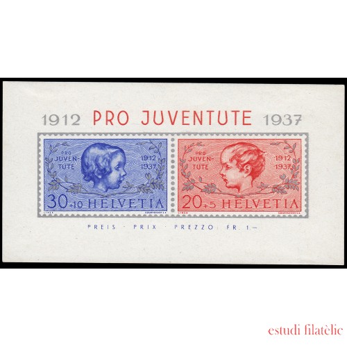 Suiza Switzerland HB 3 1937 Pro Juventud MH