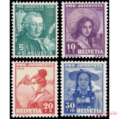 Suiza Switzerland 316/19 1938 Pro juventud Salomón Gessner MNH