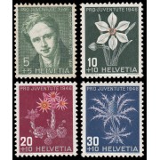 Suiza Switzerland 433/36 1946 Pro juventud Rodolphe Toepffer Flores flowers MH