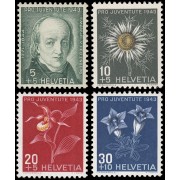 Suiza Switzerland 388/91 1943 Pro juventud M. Fellenberg Flores Flowers MNH